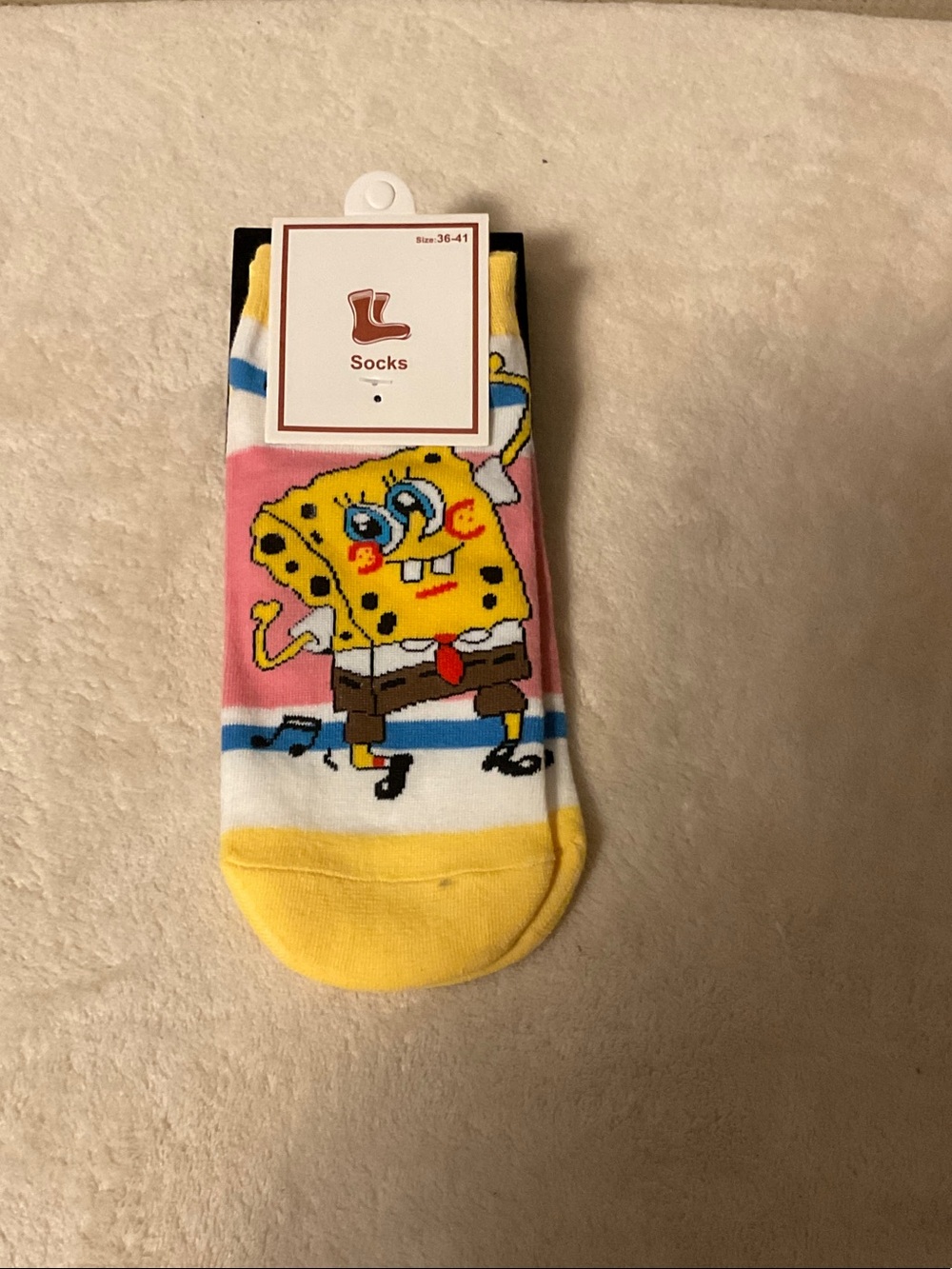 Cartoon Character Crew Socks - Yellow & Pink